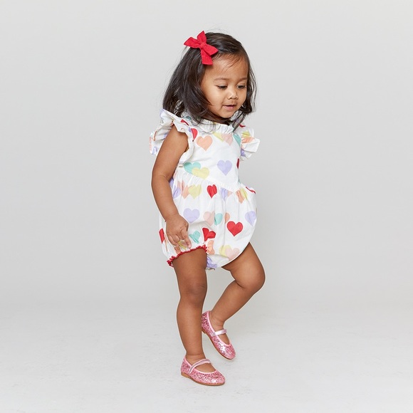 Pink Chicken Other - NWT Pink Chicken - Multi Hearts Jennifer Bubble Onesie Romper